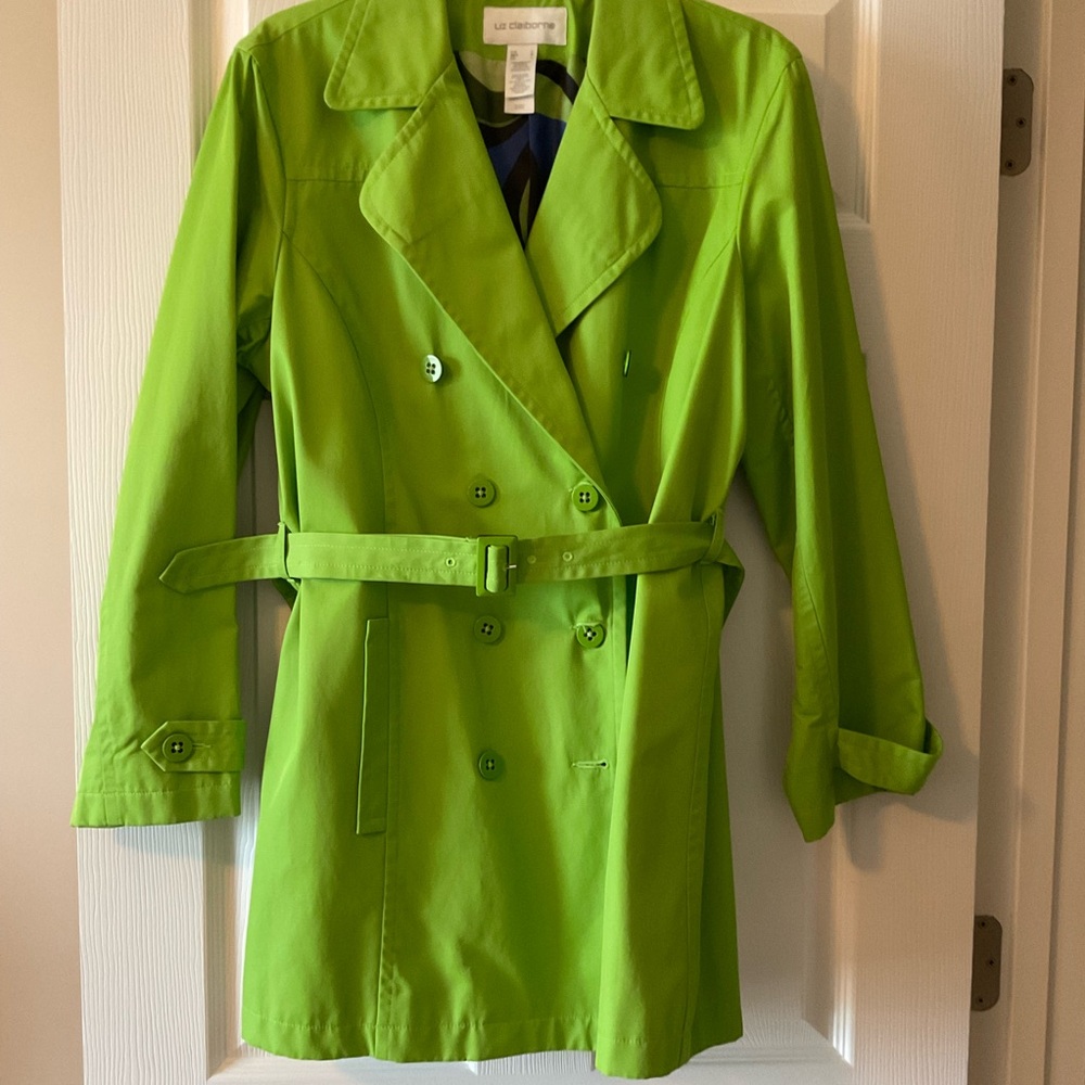 Liz Claiborne Bright Green Trench Coat